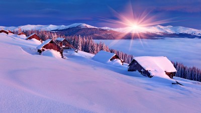 کوهستان-زمستان-کلبه-برف-طبیعت